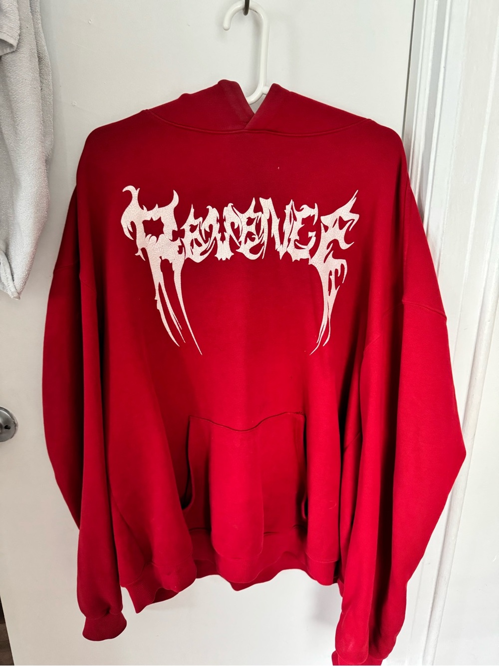 Revenge Clothing Red Hoodie with White Logo